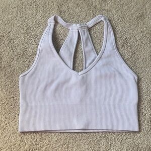 Yogalicious Ribbed White Crop Top